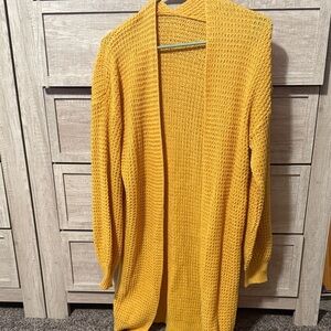 SHEIN Yellow Knit Open-Front Cardigan